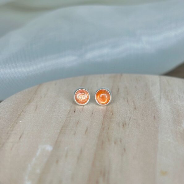 Bông Tai Bạc 925 Đính Đá Sunstone Cabochon