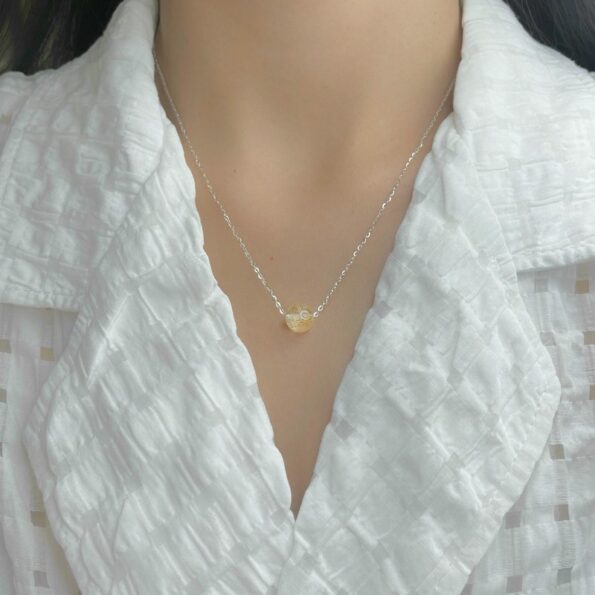 Dây Chuyền Bạc Ý Đính Thạch Anh Tóc Vàng