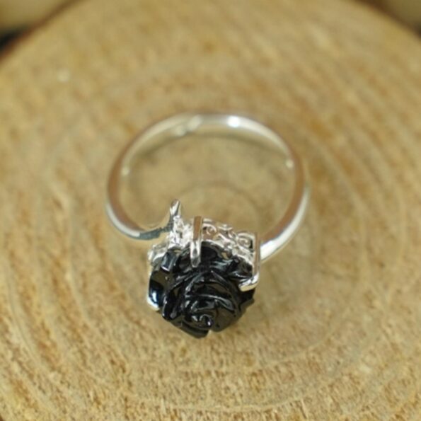 Nhẫn bạc hoa mẫu đơn Tourmaline