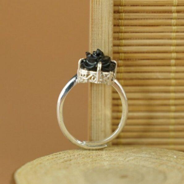 Nhẫn bạc hoa mẫu đơn Tourmaline
