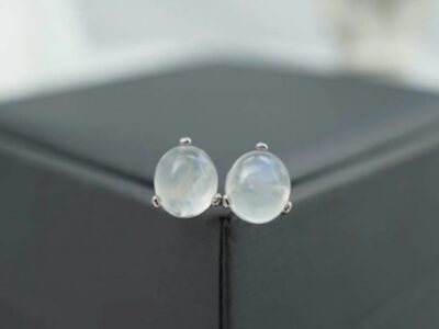Hoa tai đá mặt trăng 8mm bạc 925