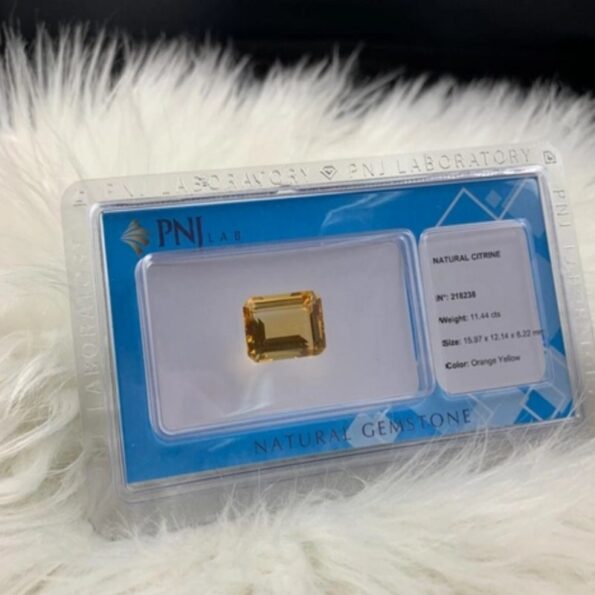 Mặt đá thạch anh vàng Citrine chữ nhật 12*16mm