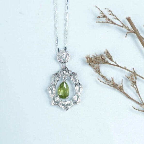 Mặt dây chuyền peridot5*7mm bạc 925