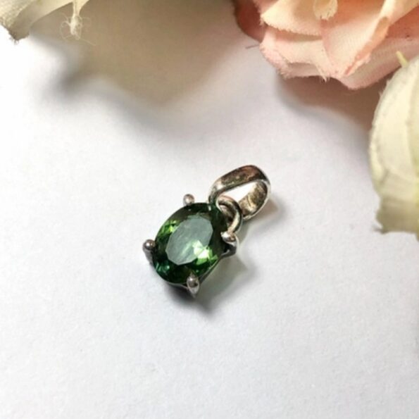 Mặt dây đá Tourmaline xanh bạc 925 cao cấp