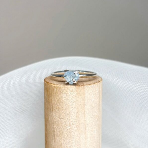 Nhẫn Bạc 925 Đính Đá Aquamarine Thô