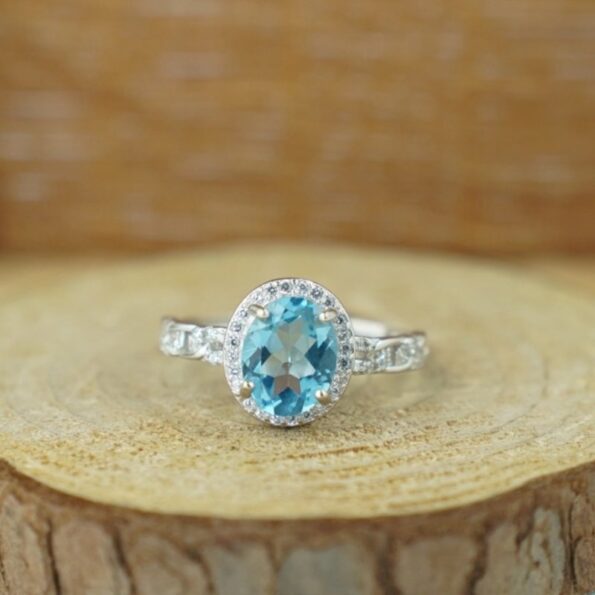 Nhẫn đá Topaz 7*9mm bạc 925