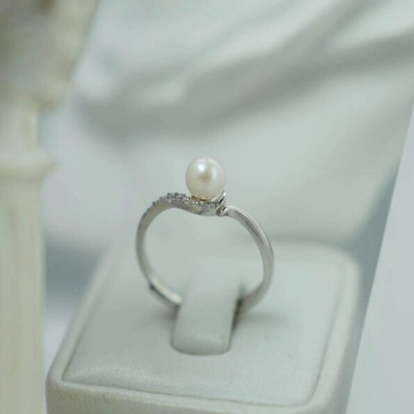Nhẫn ngọc trai 6mm bạc