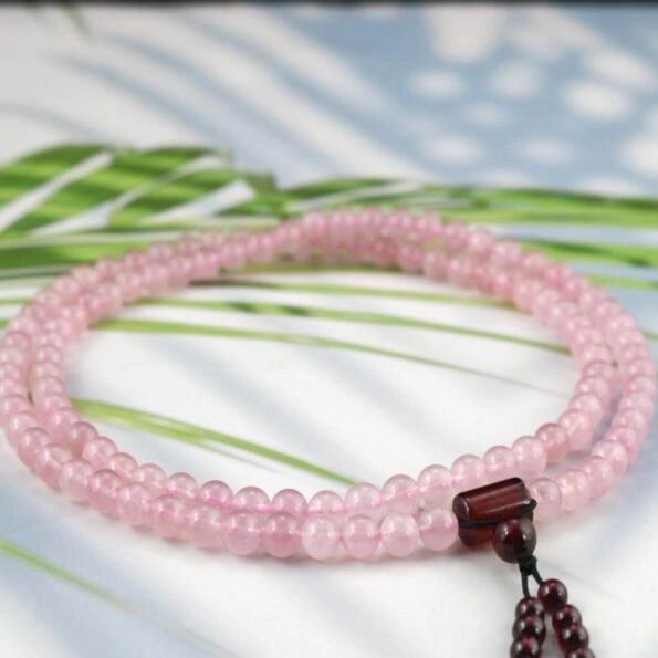 Tràng 108 hạt đá Thạch Anh Hồng 7mm