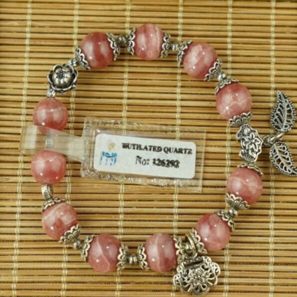 Vòng đá Đào Hoa mệnh Hỏa mệnh Thổ mix charm bạc 925