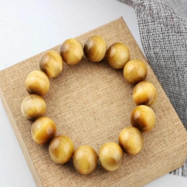 Vòng đá Mắt Hổ vàng 16mm chuẩn 5A