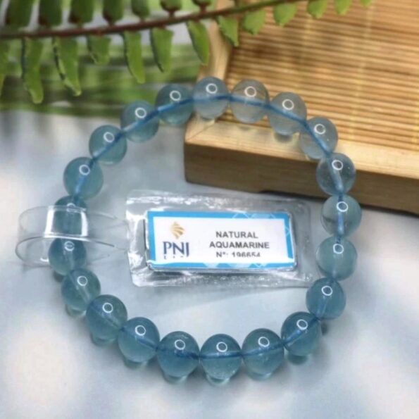 Vòng đá Aquamarine 9mm chuẩn 7A
