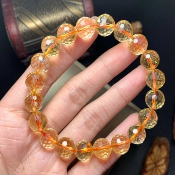 Vòng tay Thạch Anh Vàng cắt giác tròn 09mm