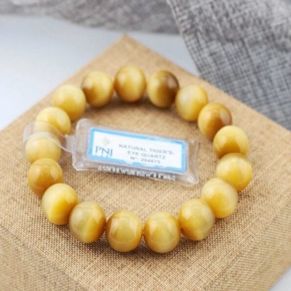 Vòng đá Mắt Hổ vàng 12mm chuẩn 5A