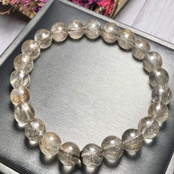Vòng thạch anh tóc bạc kim 08mm chuẩn 3A