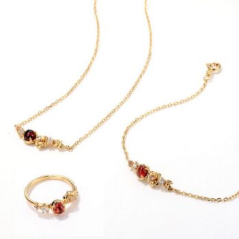 Dây Chuyền Bạc Nữ Đính Đá Garnet Hoa Hồng